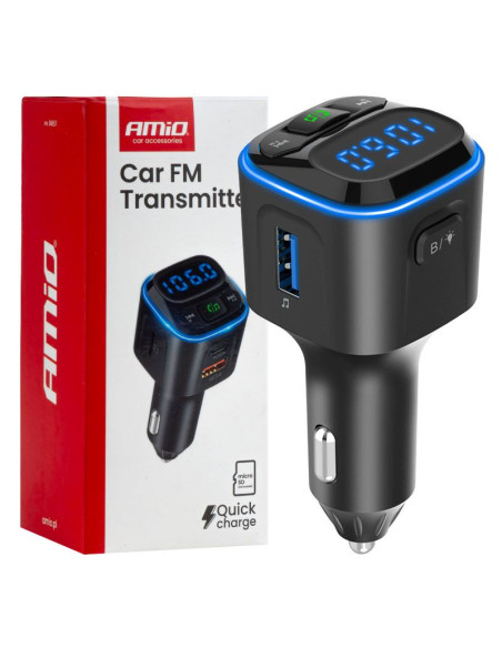 TRANSMISOR FM 1×USB-A 2×USB-C 12V 24V