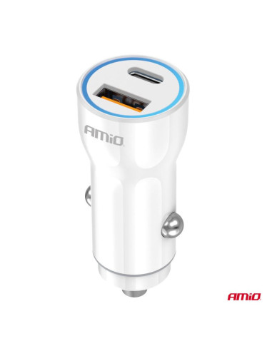 CARGADOR DE COCHE USB-A + USB-C 20W 12/24V
