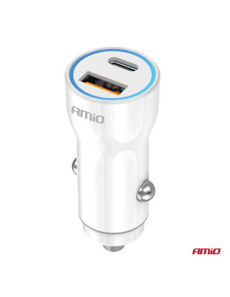 CARGADOR DE COCHE USB-A + USB-C 20W 12/24V