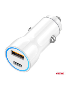 CARGADOR DE COCHE USB-A + USB-C 20W 12/24V 2